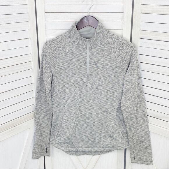 Aeropostale Live Love Dream Marled Quarter Zip Activewear Top Gray Lined Medium - Picture 9 of 13